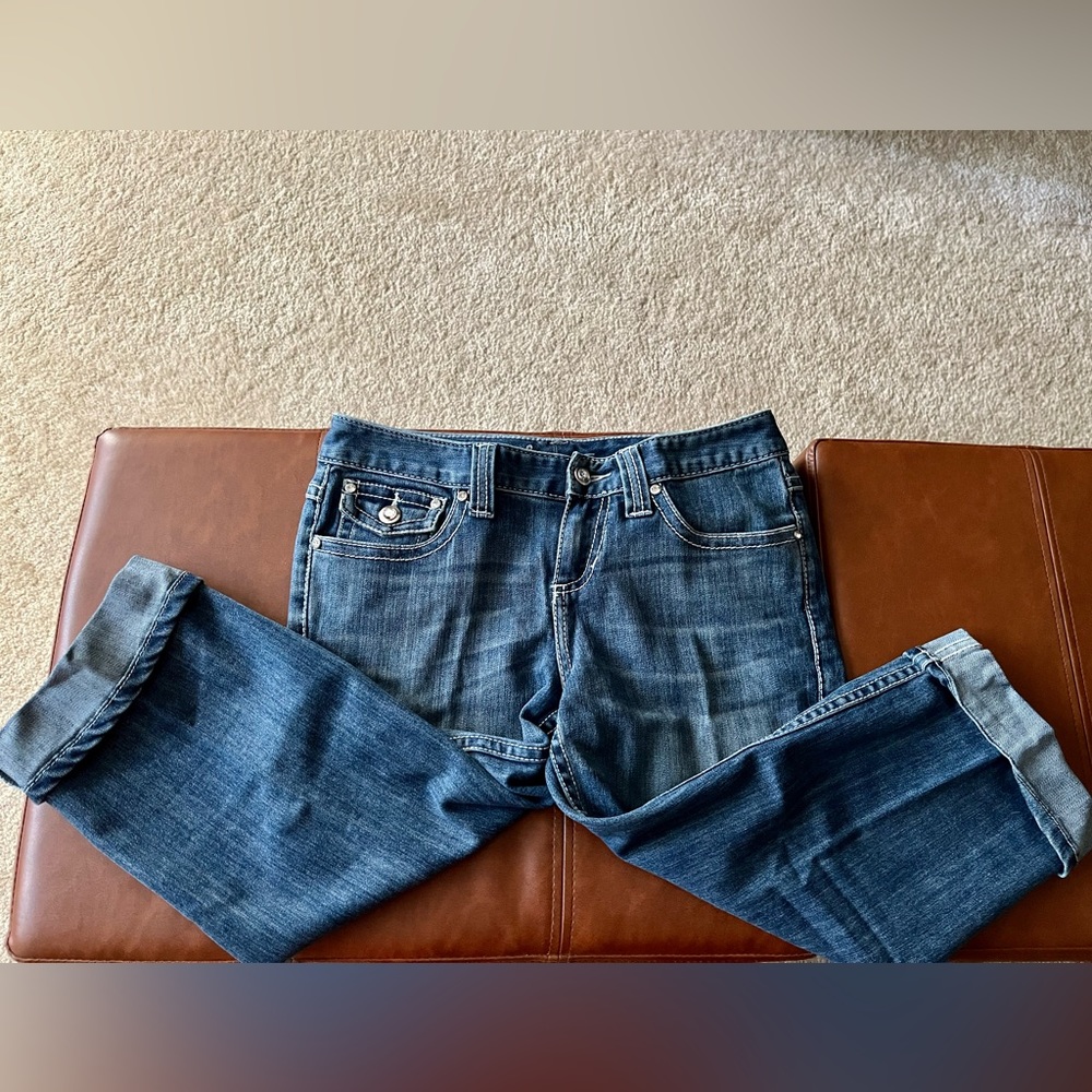INC Faded Blue Denim Cropped Length Jeans